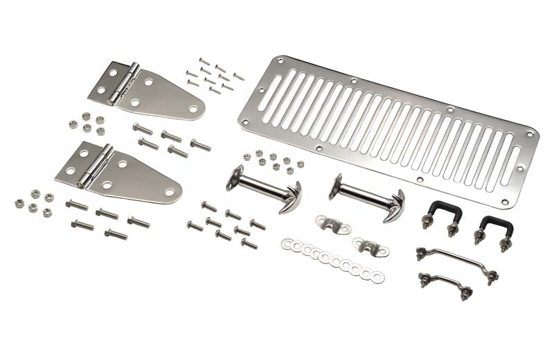 Jeep CJ/YJ Hood Kit  78-95 CJ and Wrangler YJ Polished Silver Kentrol