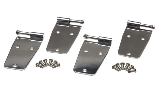 Jeep CJ/YJ Hardtop Door Hinge Set Without Mirror Holes 4 Pieces 76-93 CJ and Wrangler YJ Polished Silver Kentrol