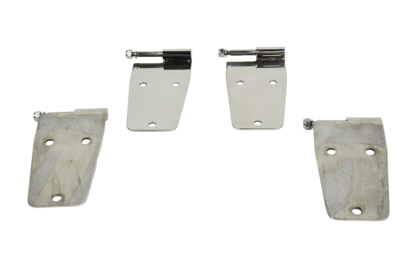 Jeep CJ/YJ Hardtop Door Hinge Set Without Mirror Holes 4 Pieces 76-93 CJ and Wrangler YJ Polished Silver Kentrol