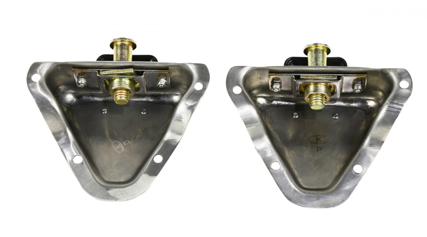 Jeep CJ/YJ Interior Door Latch Brackets Pair 81-95 CJ and Wrangler YJ Polished Silver Kentrol