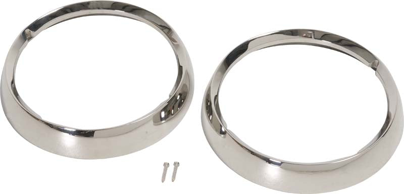 Jeep CJ Headlight Bezels Pair 72-86 CJ Polished Silver Kentrol