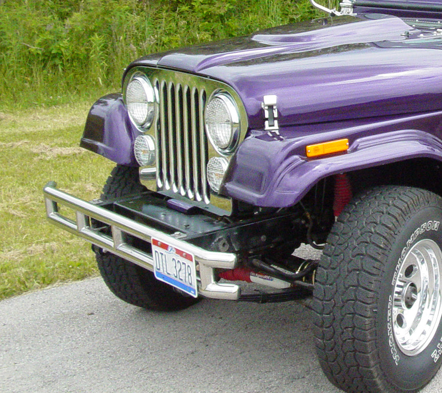 Jeep CJ Headlight Bezels Pair 72-86 CJ Polished Silver Kentrol