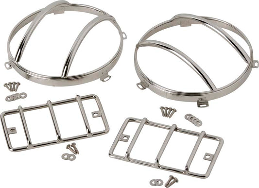 Jeep TJ Euro Light Guard Set 4 Pieces 97-06 Wrangler TJ Polished Silver Kentrol