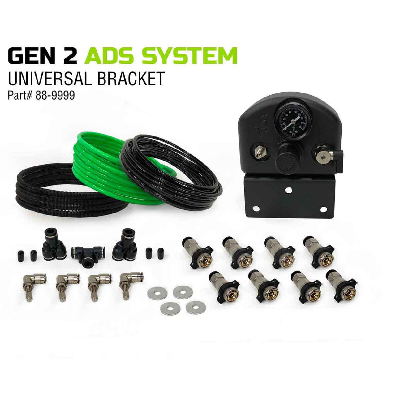 4 Tire Inflation System - Universal With Box, Fittings, Hoses & Storage Bag - Black All All