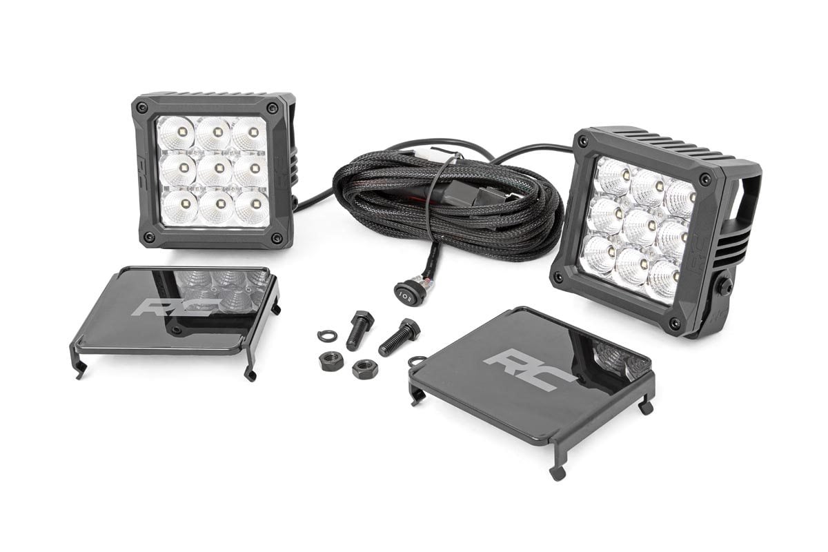 4 Inch Chrome Series LED Light Pods - Square - White DRL - Pair