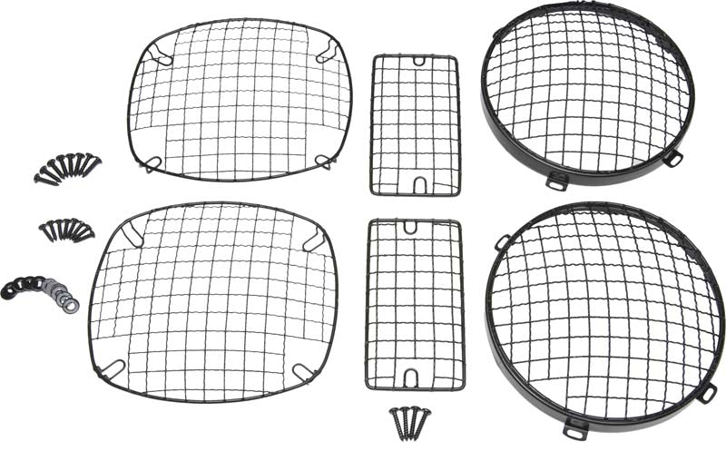 Jeep TJ Wire Mesh Guard Set 6 Pieces 97-06 Wrangler TJ Powdercoat Black Kentrol