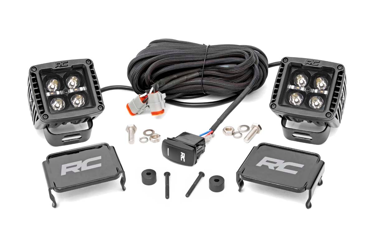 LED Light Kit - Cowl Mount - 2" Black Pair - Amber DRL - Jeep Gladiator JT/Wrangler JL (18-24)