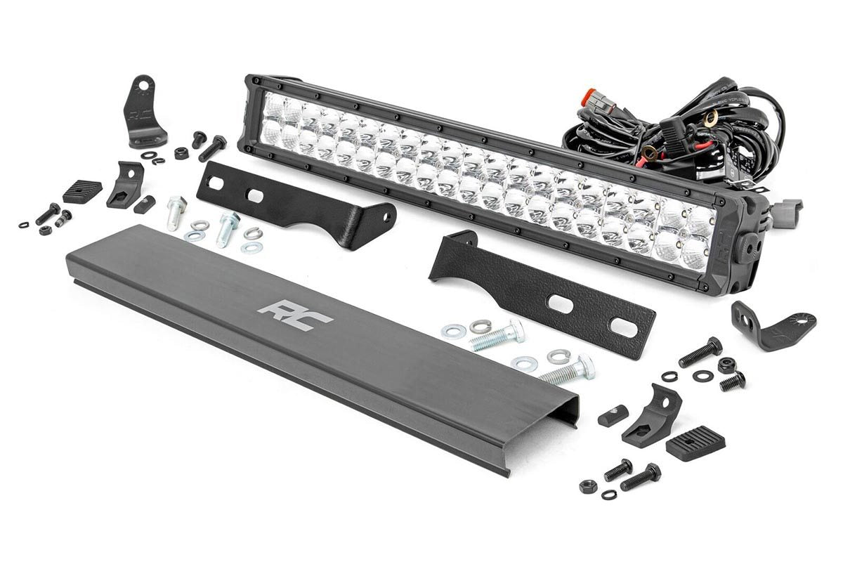 LED Light Kit - Bumper Mount - 20" Chrome Dual Row - White DRL - Jeep Grand Cherokee WK2 (11-20)