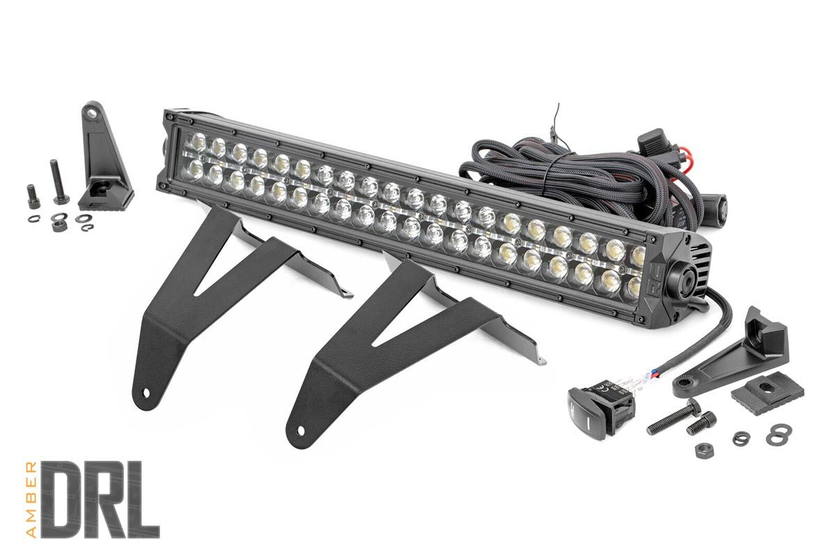 LED Light Kit - Bumper Mount - 20" Black Dual Row- Amber DRL - Ram 1500 (19-24)