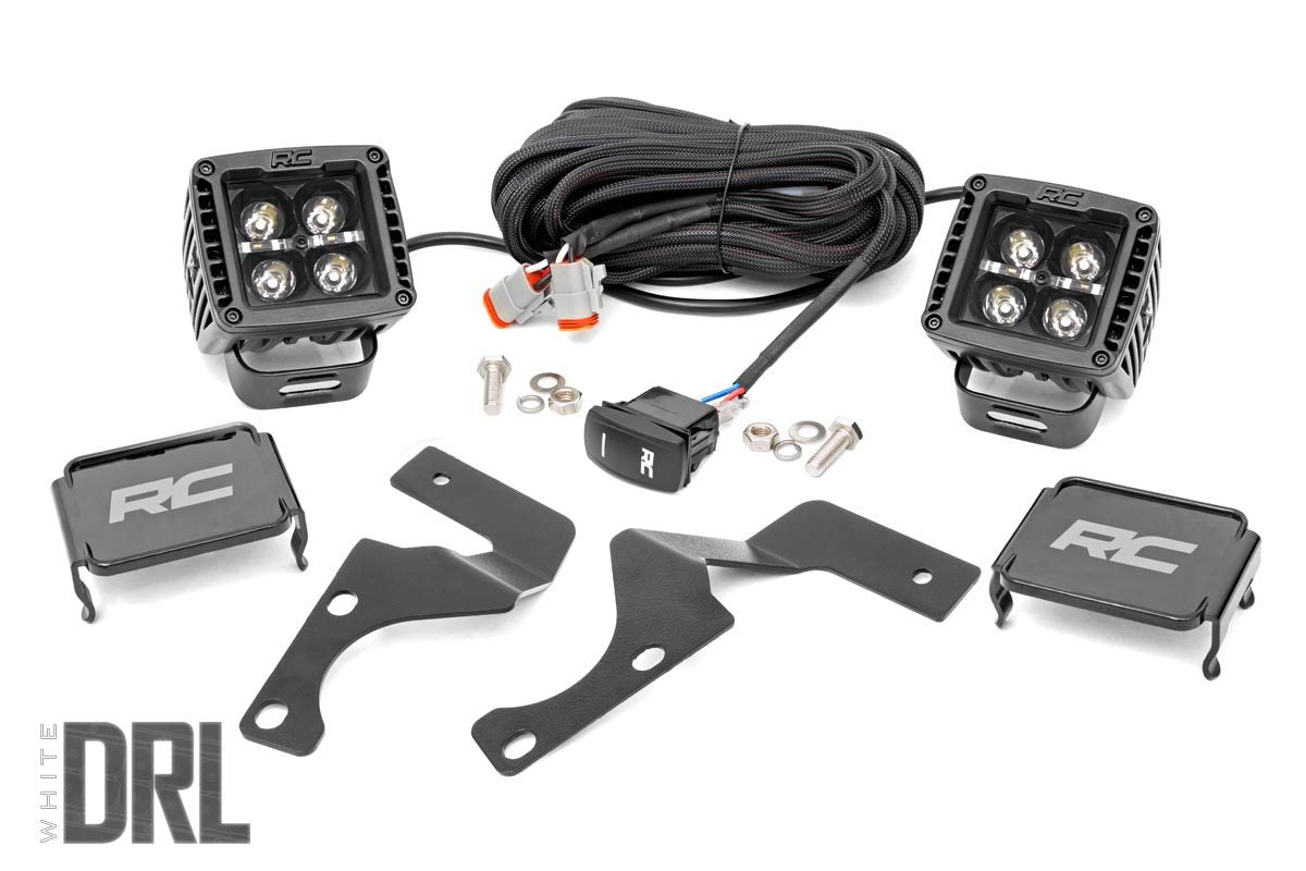 LED Light Kit - Ditch Mount - 2" Black Pair - White DRL - Toyota 4Runner (10-24)