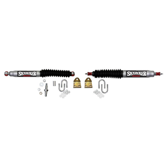 Steering Stabilizer Dual Kit Silver w/Black Boots 97-06 Jeep TJ 97-16 Jeep Wrangler Skyjacker