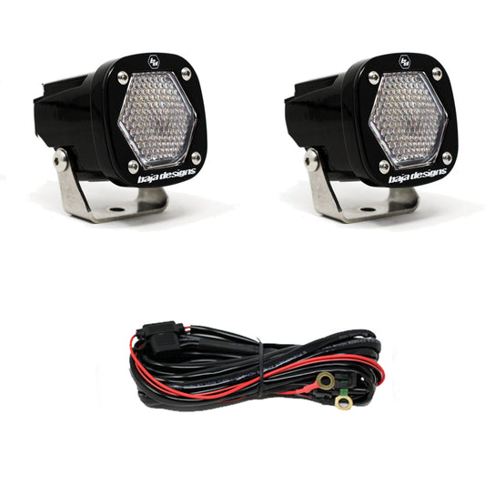 S1 Black LED Light Pod Pair (Work/Scene, Clear)