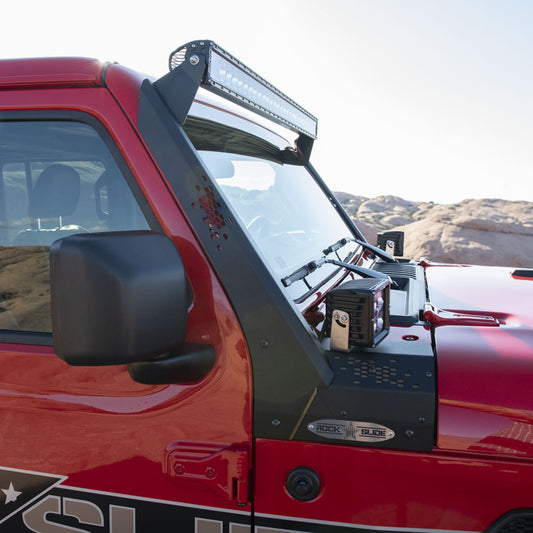 Wrangler/Gladiator Lower Cowl LED Light Pod Brackets and Upper Bar Brackets Rock Slide Engineering