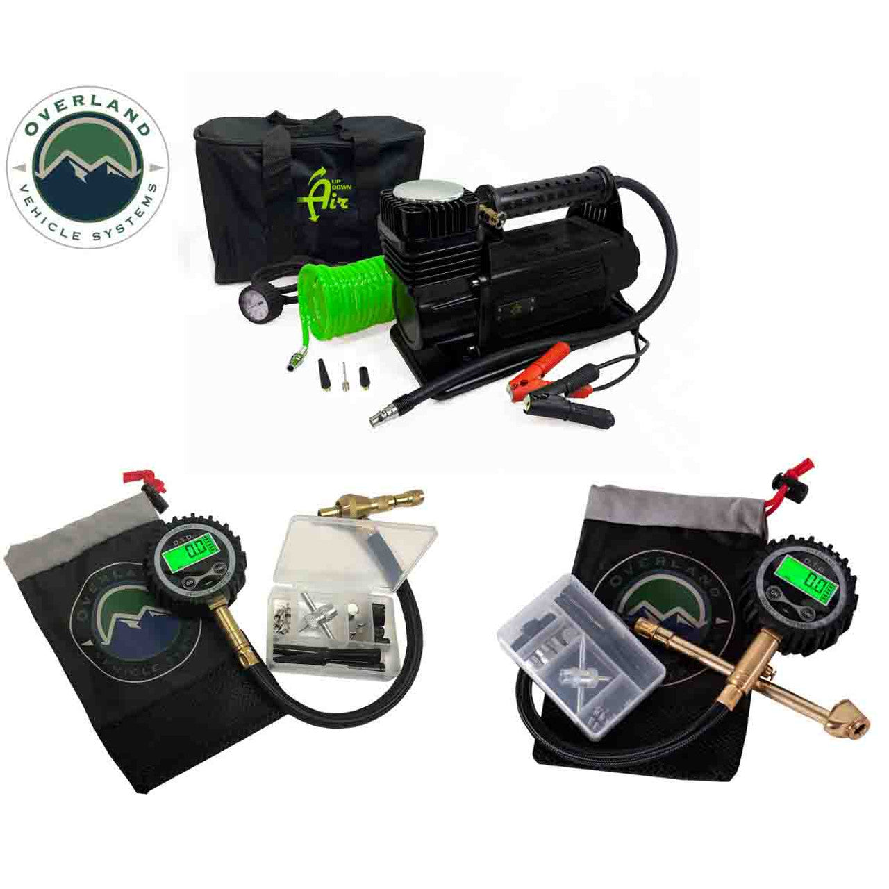 Combo Kit - Air Compressor, Digital Tire Deflator, and Digital Tire Gauge