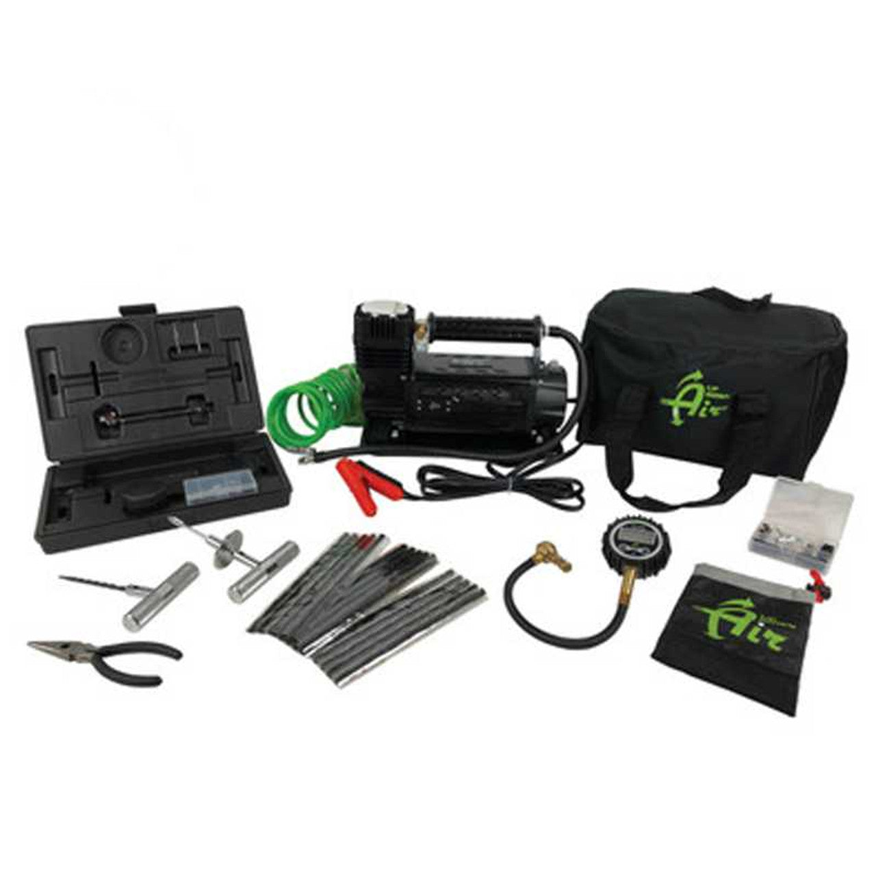 Air Compressor System 5.6 CFM, Digital Tire Deflator and 53 Piece Tire Repair Kit - Combo Kit