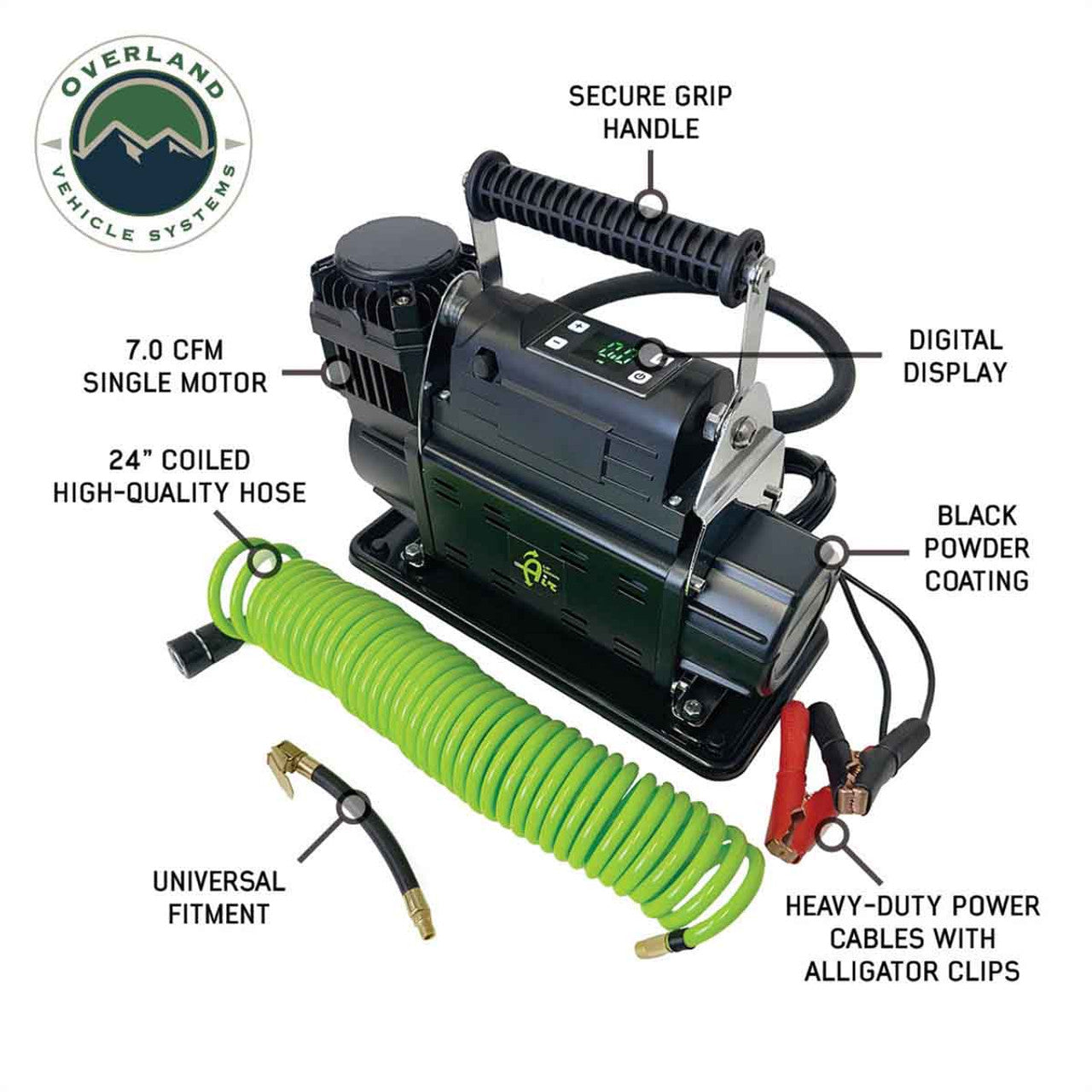 EGOI Portable Single/Dual Motor Air Compressor System With Control Panel, Storage Bag, Hose & Attachments