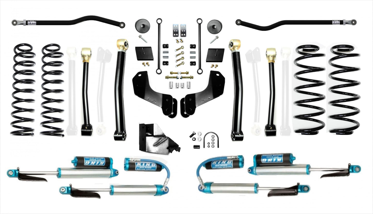 18-Present Jeep Wrangler JL 4.5 Inch Enforcer Overland 4XE Lift Stage 3 Plus w/ EVO SPEC King 2.5 Shocks with Adjusters EVO Manufacturing