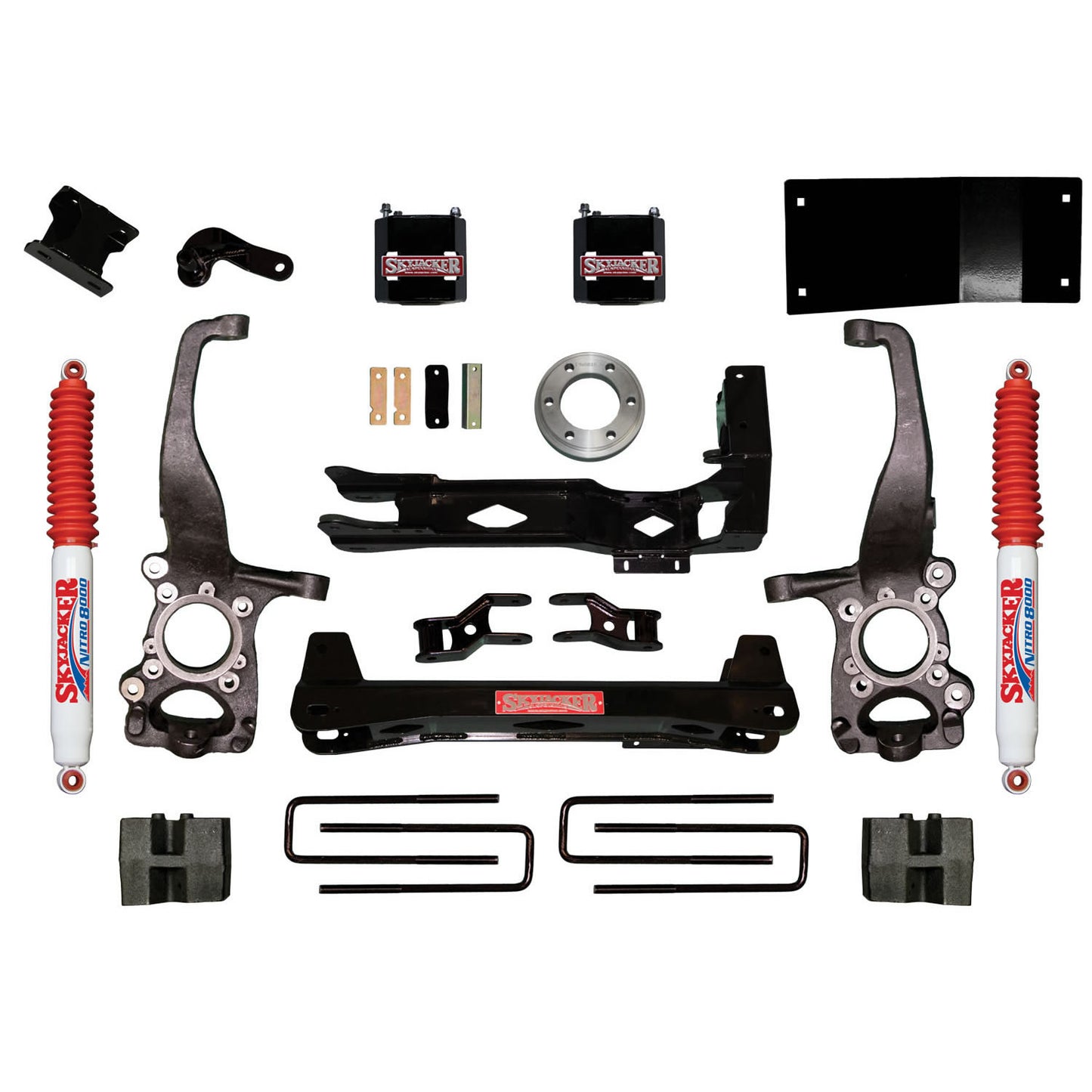 Suspension Lift Kit w/Shock 4.5 Inch Lift 15-19 Ford F-150 Incl. Front Strut Spacers Steering Knuckles Rear Nitro 8000 Shocks And Block Kit Skyjacker