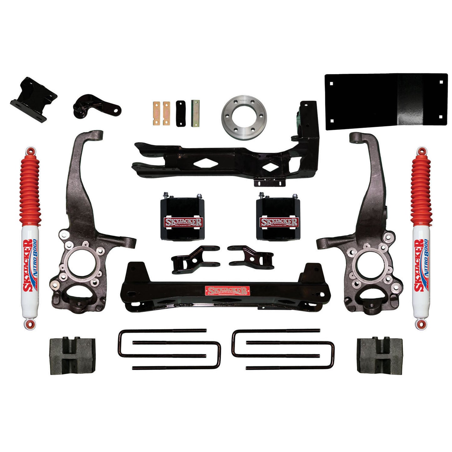 Suspension Lift Kit w/Shock 6 Inch Lift 15-19 Ford F-150 Incl. Steering Knuckles Crossmembers Diff Skid Plate Rear Block Kit And Nitro Shocks Skyjacker