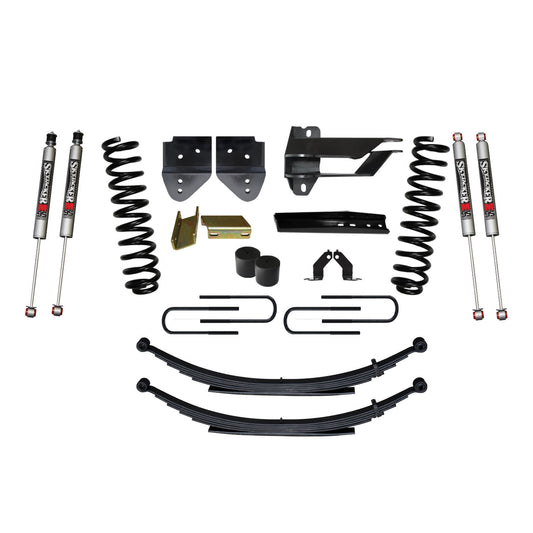 Suspension Lift Kit w/Shock 4 Inch Lift Incl. Front Coil Springs Rear Leaf Springs M9500 Monotube Shocks 17-19 Ford F-250/ F-350 Super Duty Gas Skyjacker