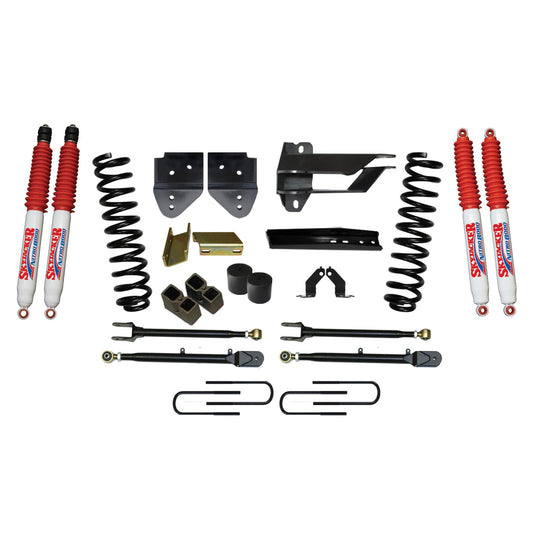 Lift Kit 4 Inch Lift w/Adjustable 4-Links 17-19 Ford F-350 Super Duty Includes Front Coil Springs Blocks U-Bolts Bump Stop Spacers Upper/Lower Radius Arms Nitro 8000 Shocks Skyjacker