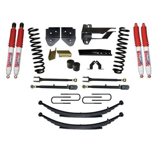 Suspension Lift Kit w/Shock 4 Inch Lift Incl. Front Coil Springs Rear Leaf Springs Adjustable 4-Links Hydro 7000 Shocks  17-19 Ford F-250/ F-350 Super Duty Gas Skyjacker