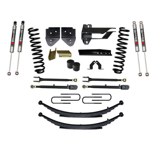 Suspension Lift Kit w/Shock 4 Inch Lift Incl. Front Coil Springs Rear Leaf Springs Adjustable 4-Links M9500 Monotube Shocks  17-19 Ford F-250/ F-350 Super Duty Gas Skyjacker