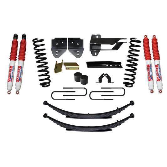 Suspension Lift Kit w/Shock 4 Inch Lift Incl. Front Coil Springs Rear Leaf Springs Nitro 8000 Shocks 17-19 Ford F-250/ F-350 Super Duty Diesel Skyjacker