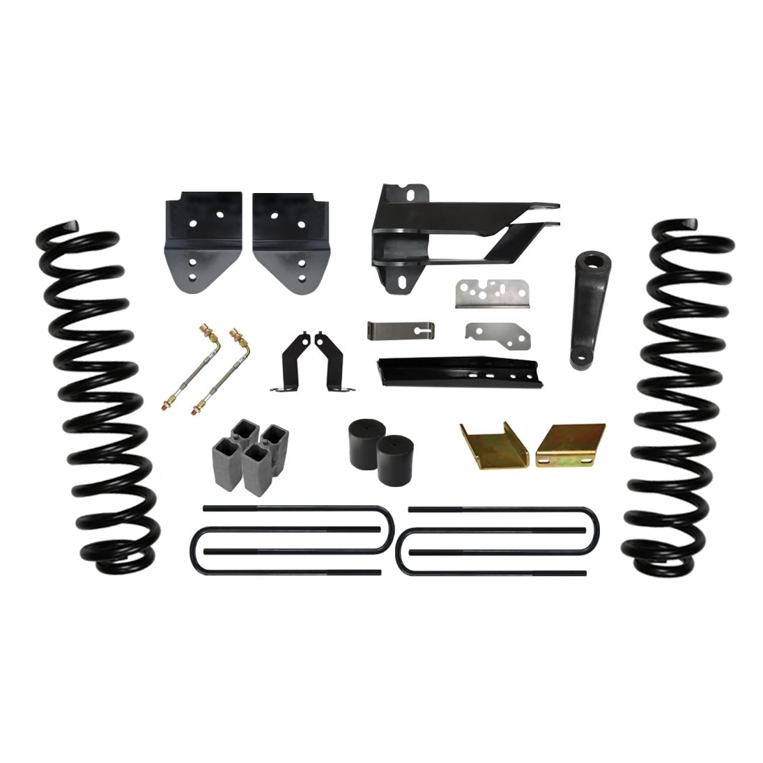 Lift Kit 6 Inch Lift 17-19 Ford F-250 Super Duty Includes Front Coil Springs Track Bar/Radius Arm/Steering Stab. Relocation Brackets Frt./Rear Brake Line Extensions Rear Block/U-Bolts Skyjacker