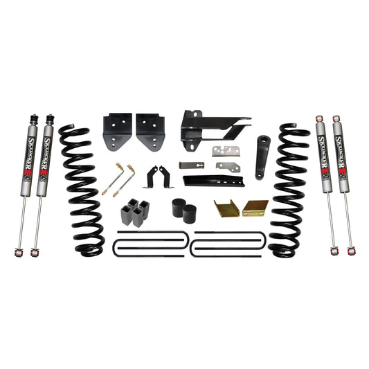 Lift Kit 6 Inch Lift 17-19 Ford F-250 Super Duty Includes Front Coil Springs Blocks U-bolts Bump Stop Spacers Radius Arm/Sway Bar/Track Bar Relocation Brackets M9500 Monotube Shocks Skyjacker