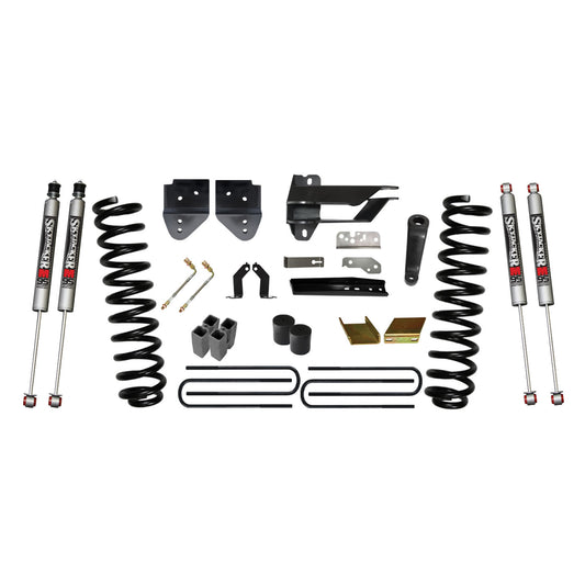 Lift Kit 6 Inch Lift 17-19 Ford F-350 Super Duty Includes Front Coil Springs Blocks U-bolts Bump Stop Spacers Radius Arm/Sway Bar/Track Bar Relocation Brackets M9500 Monotube Shocks Skyjacker