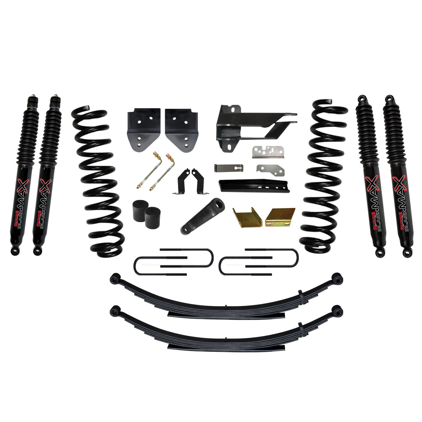 Suspension Lift Kit w/Shock 6 Inch Lift Incl. Front Coil Springs Rear Leaf Springs Black MAX 8500 Shocks 17-19 Ford F-250/ F-350 Super Duty Gas Skyjacker