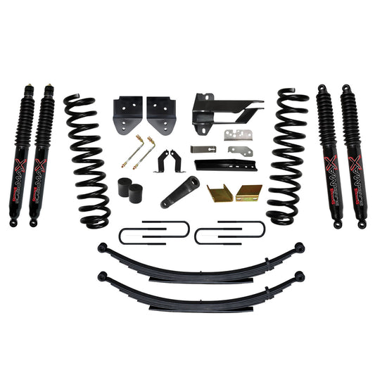 Suspension Lift Kit w/Shock 6 Inch Lift Incl. Front Coil Springs Rear Leaf Springs Black MAX 8500 Shocks 17-19 Ford F-250/ F-350 Super Duty Gas Skyjacker