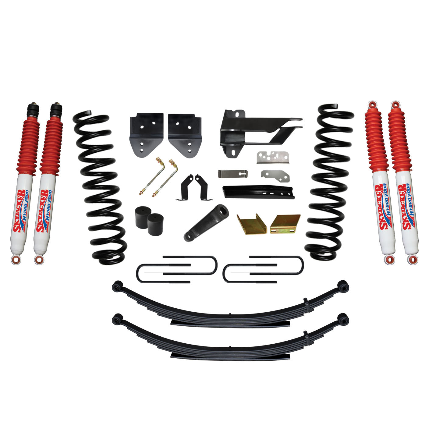 Suspension Lift Kit w/Shock 6 Inch Lift Incl. Front Coil Springs Rear Leaf Springs Hydro 7000 Shocks 17-19 Ford F-250/ F-350 Super Duty Gas Skyjacker