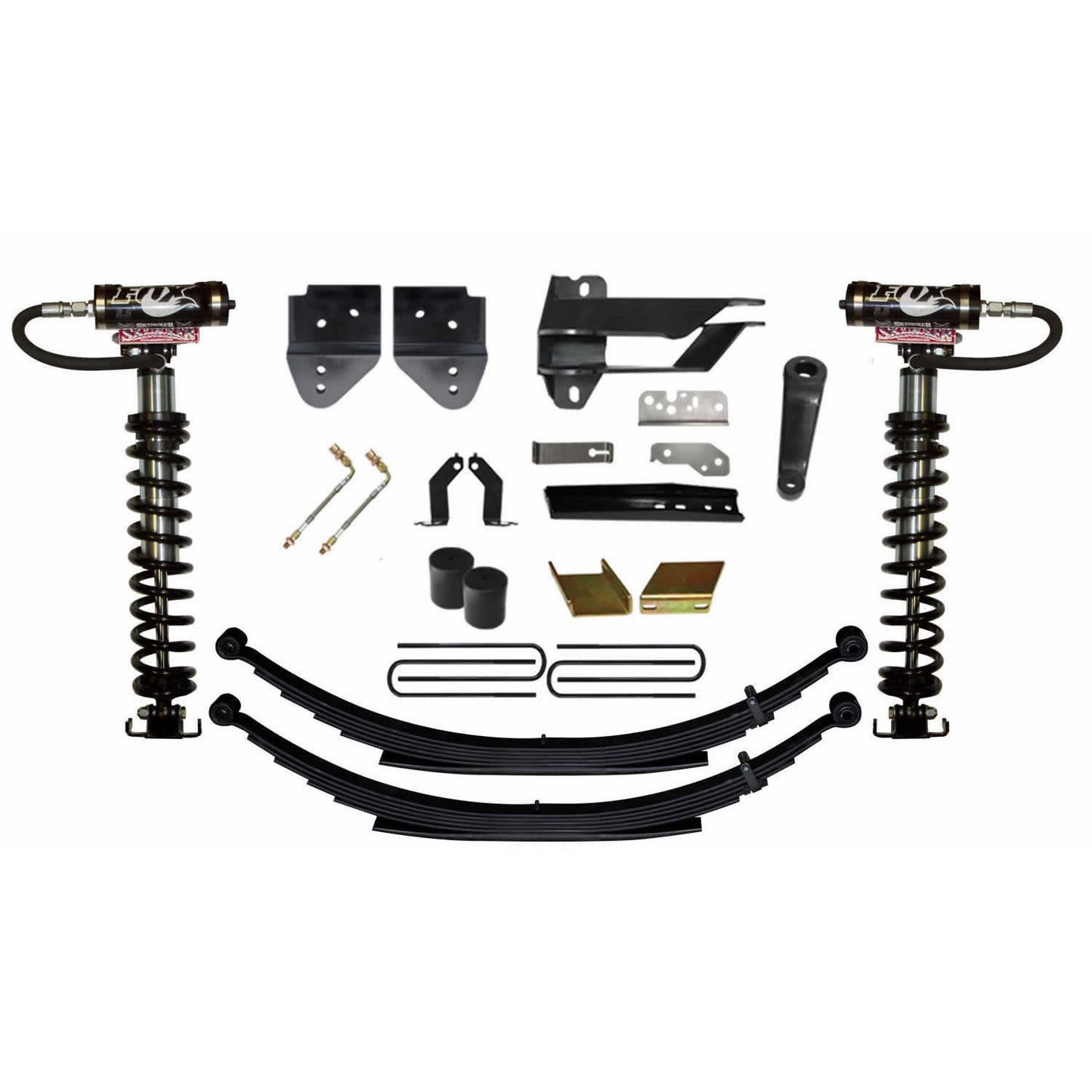 Suspension Lift Kit w/Shock 6 Inch Lift Incl. Front Coil Over Shocks Track Bar/Radius Arm/Steering Stab/Relocation Brackets Frt./R. Brake Line Extensions Rear Leaf Springs 17-19 Ford F-250/ F-350 Super Duty Skyjacker