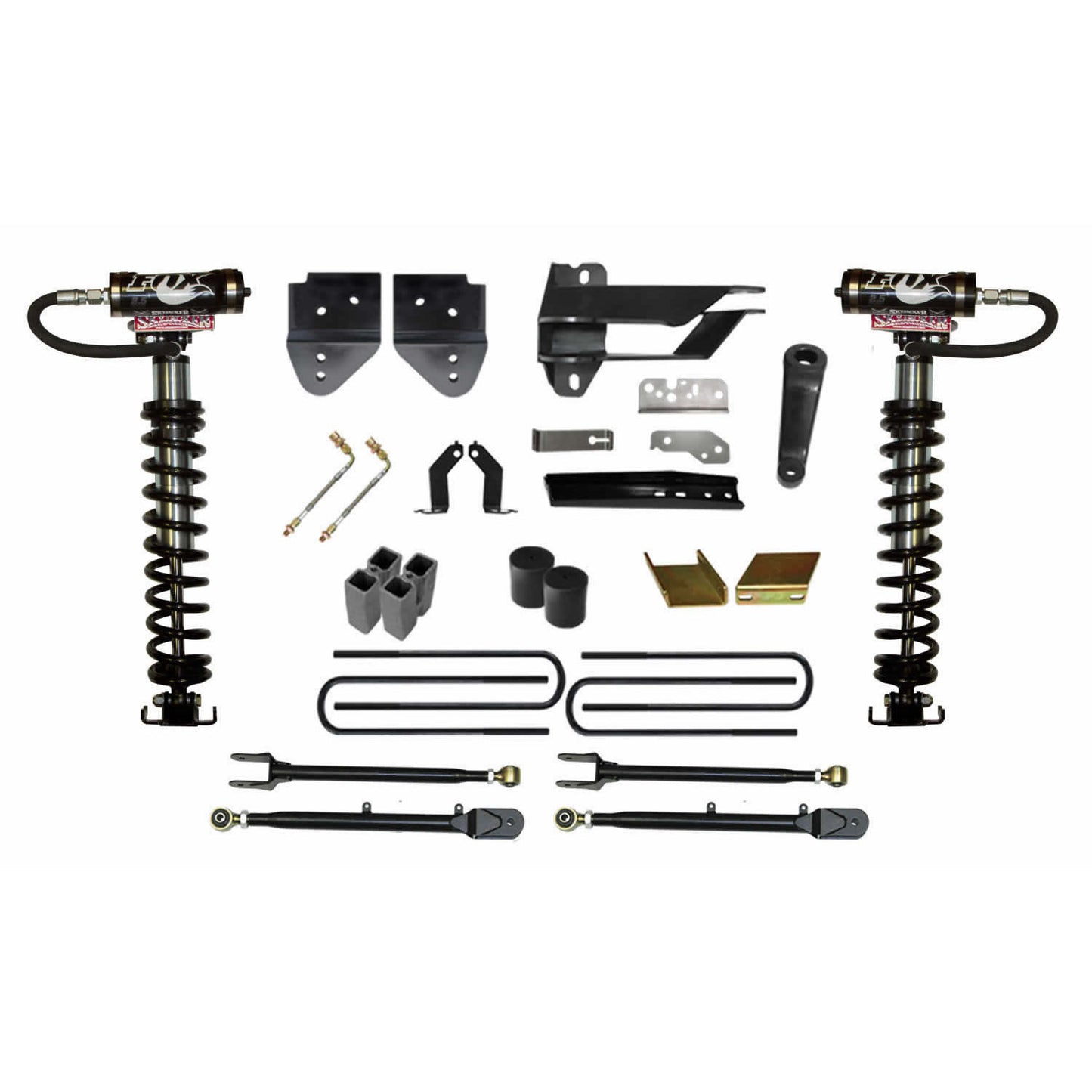 Suspension Lift Kit w/Shock 6 Inch Lift Class II 4-Link System 17-19 Ford F-250 Super Duty Incl. Front Coil Over Shocks Track Bar/Radius Arm/Steering Stabilizer Relo. Bracket Rear Lift Blocks/U-Bolts Skyjacker