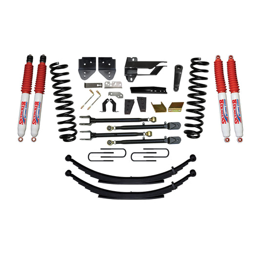 Suspension Lift Kit w/Shock 8.5 Inch Lift Incl. Front Coil Springs Rear Leaf Springs Adjustable 4-Links Hydro 7000 Shocks 17-19 Ford F-250/ F-350 Super Duty Gas Skyjacker