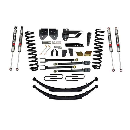 Suspension Lift Kit w/Shock 8.5 Inch Lift Incl. Front Coil Springs Rear Leaf Springs Adjustable 4-Links M9500 Monotube Shocks 17-19 Ford F-250/ F-350 Super Duty Diesel Skyjacker