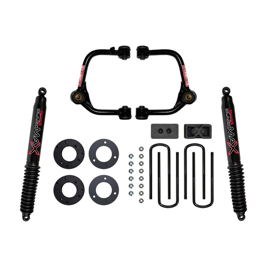 3 Inch Suspension Lift Kit With Front Strut Spacers Front Upper A-arms Rear Blocks Rear U-bolts and Rear Black Max Shocks 2021 Ford F-150 Skyjacker