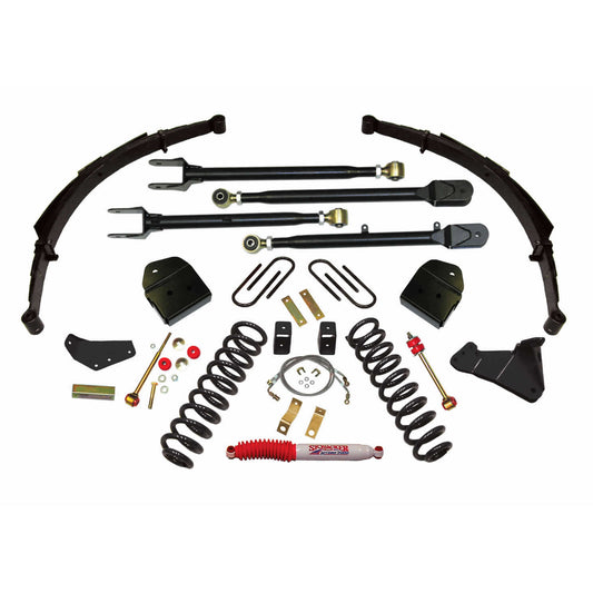 Lift Kit 4 Inch Lift Class II 4-Link Conversion System 05-07 Ford F-250 Super Duty Includes Front Coil Springs Track Bar Radius Arm Drop Bracket Single Steering Stabilizer Rear Shocks Skyjacker