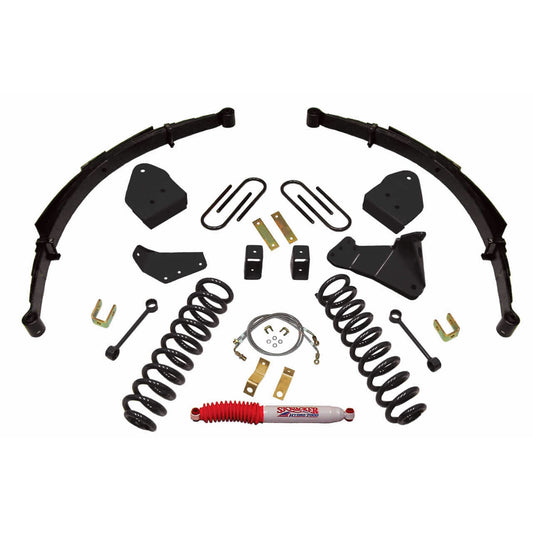 Lift Kit 4 Inch Lift Includes Front Coil Springs Track Bar Radius Arm Drop Bracket Single Steering Stabilizer Rear Leaf Springs 05-06 Ford F-350 Super Duty 05-07 Ford F-250 Super Duty Skyjacker