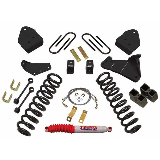 Lift Kit 6 Inch Lift Includes Front Softride Coil Springs Track Bar Radius Arm Drop Brackets Single Steering Stabilizer 05-06 Ford F-350 Super Duty 05-07 Ford F-250 Super Duty Skyjacker