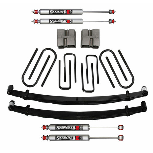 Suspension Lift Kit w/Shock M95 Performance Shocks 4 Inch Lift 77-79 Ford F-250 Incl. Front Leaf Springs Front/Rear U Bolt Kits Spring Bushing Kit Rear Block Skyjacker