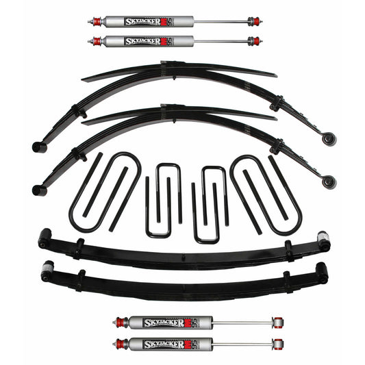 Suspension Lift Kit w/Shock M95 Performance Shocks 4 Inch Lift For Use w/Low Boy 77-79 Ford F-250 Incl. Front/Rear Leaf Springs Front/Rear U Bolt Kits Spring Bushing Kit Skyjacker