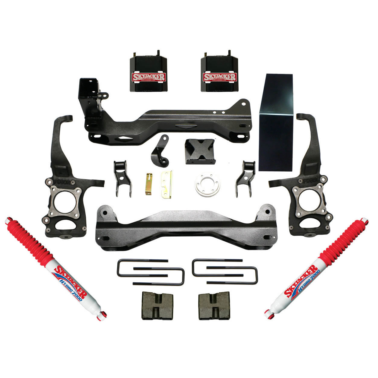 Suspension Lift Kit w/Shock 4.5 Inch Lift 09-14 Ford F-150 Incl. Front Strut Spacers Brake Line Brackets Skyjacker