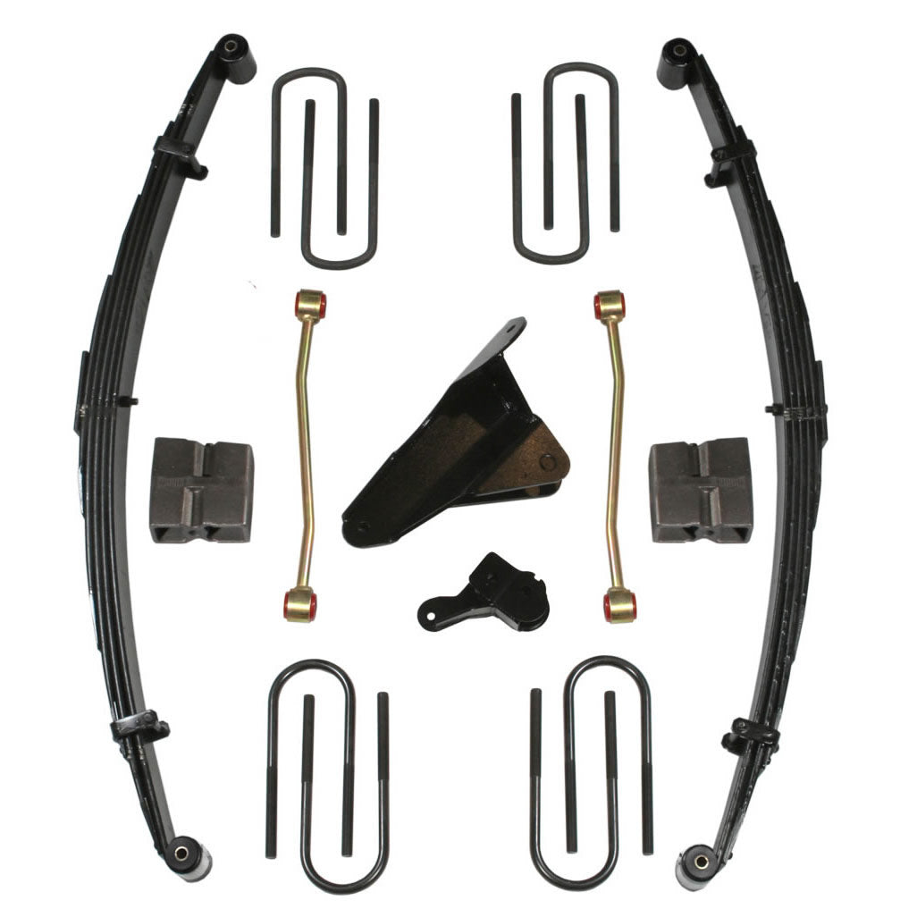 Lift Kit 6 Inch Lift 00-04 Ford F-350/F-250 Super Duty Includes Front Leaf Springs Track Bar Brackets Front/Rear U Bolt Kits Spring Bushings Rear Block Sway Bar End Links Skyjacker