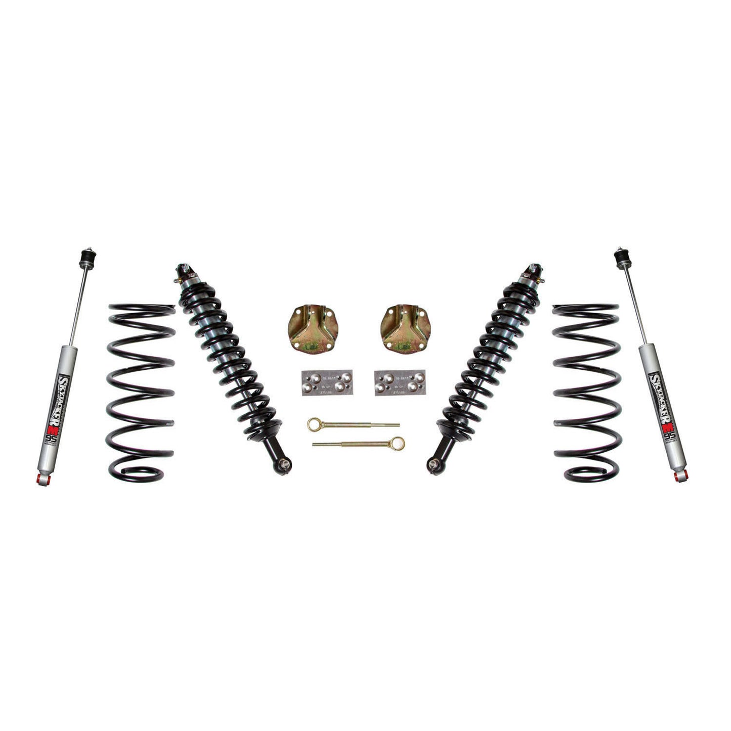 Suspension Lift Kit w/Shock 3 Inch Lift 07-14 Toyota FJ Cruiser Incl. Front Coil-Over Shocks Front Coil Springs Coil-Over Shock Brackets Rear Coil Spring Rear Sway Bar Link Rear M95 Monotube Shock Skyjacker