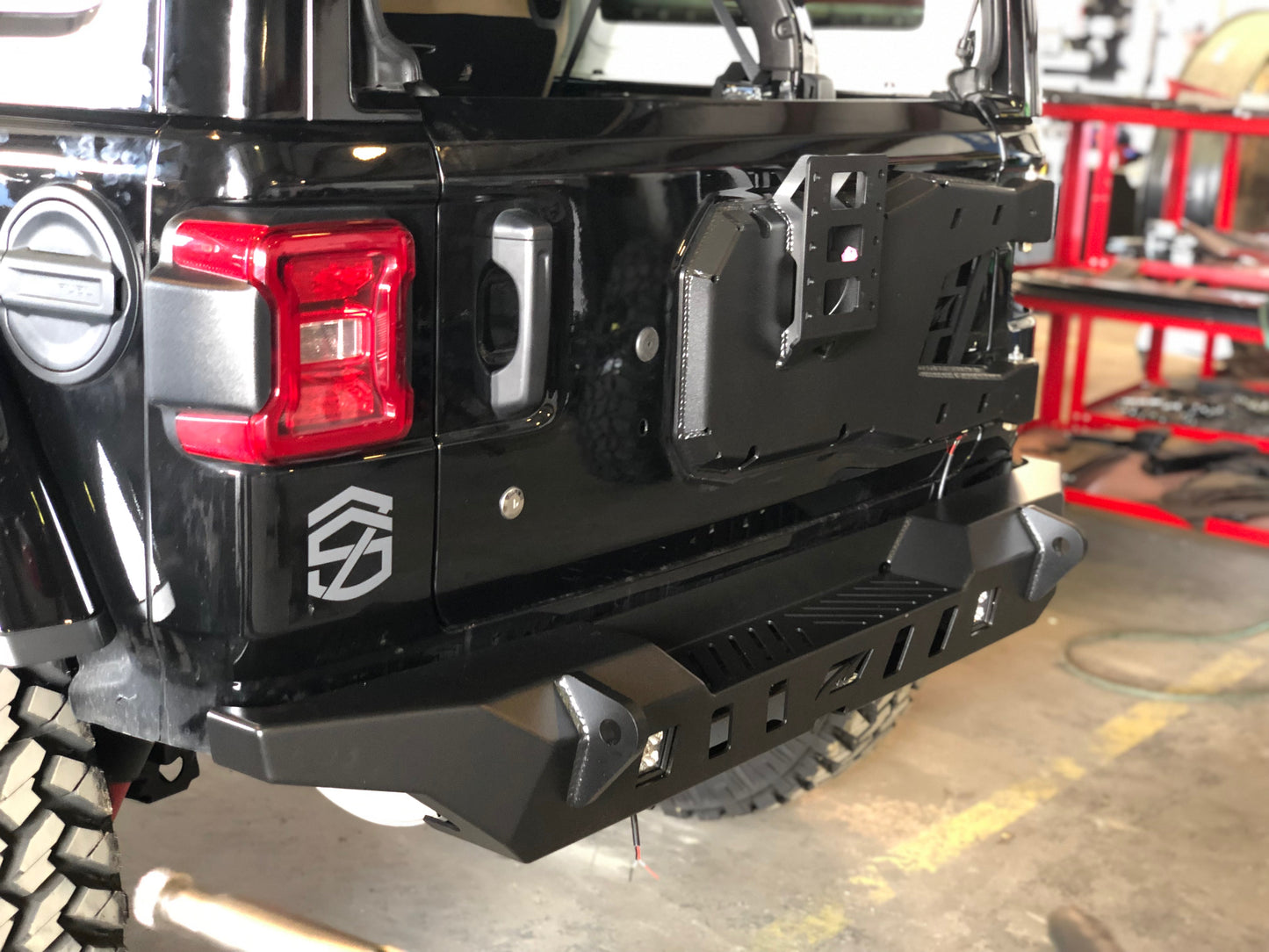 Jeep JL Rear Bumper Crusher With Light Mounts With Spare Tire Cut Out 2018-Present Wrangler JL Motobilt