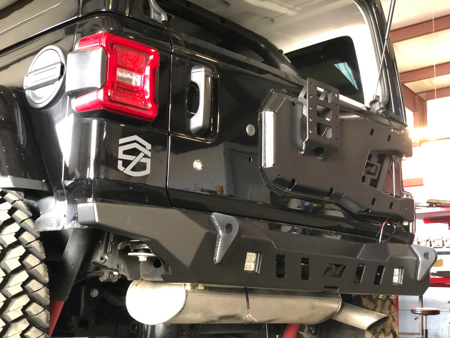 Jeep JL Rear Bumper Crusher With Light Mounts With Spare Tire Cut Out 2018-Present Wrangler JL Motobilt