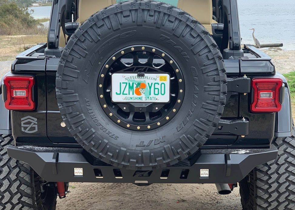 Jeep JL Rear Bumper Crusher With Light Mounts With Spare Tire Cut Out 2018-Present Wrangler JL Motobilt